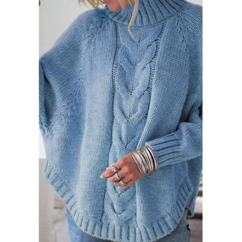 Gemütlicher, übergroßer, eleganter Zopfmuster-Pullover für Damen