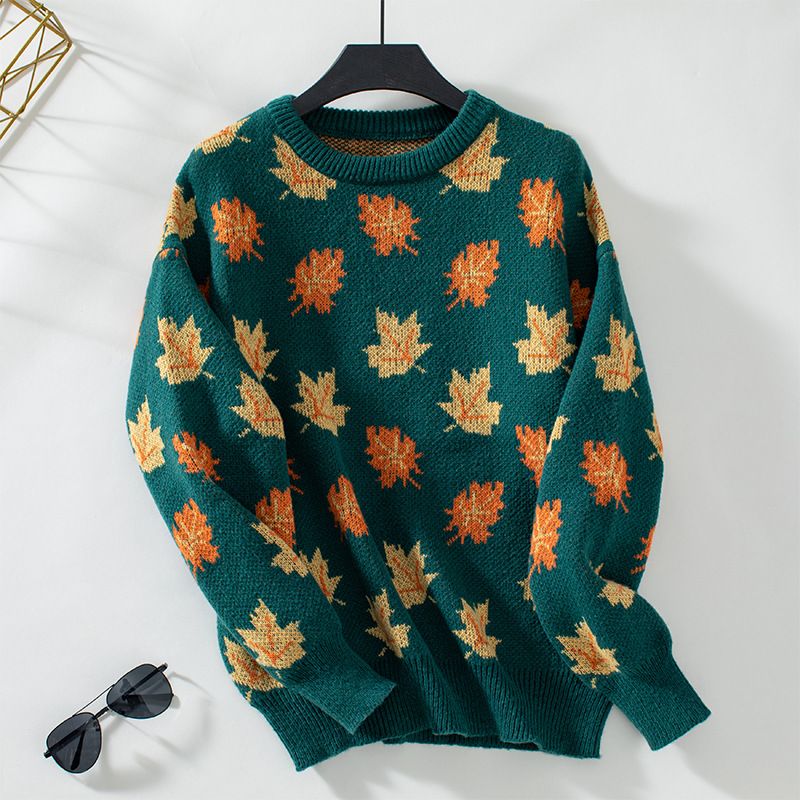 Herbstblätterpullover für Damen