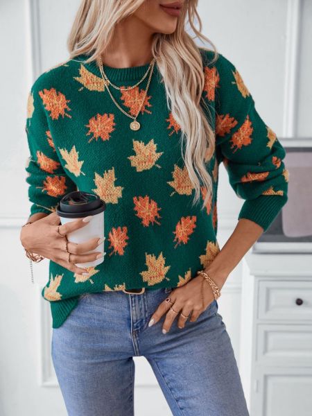 Herbstblätterpullover für Damen