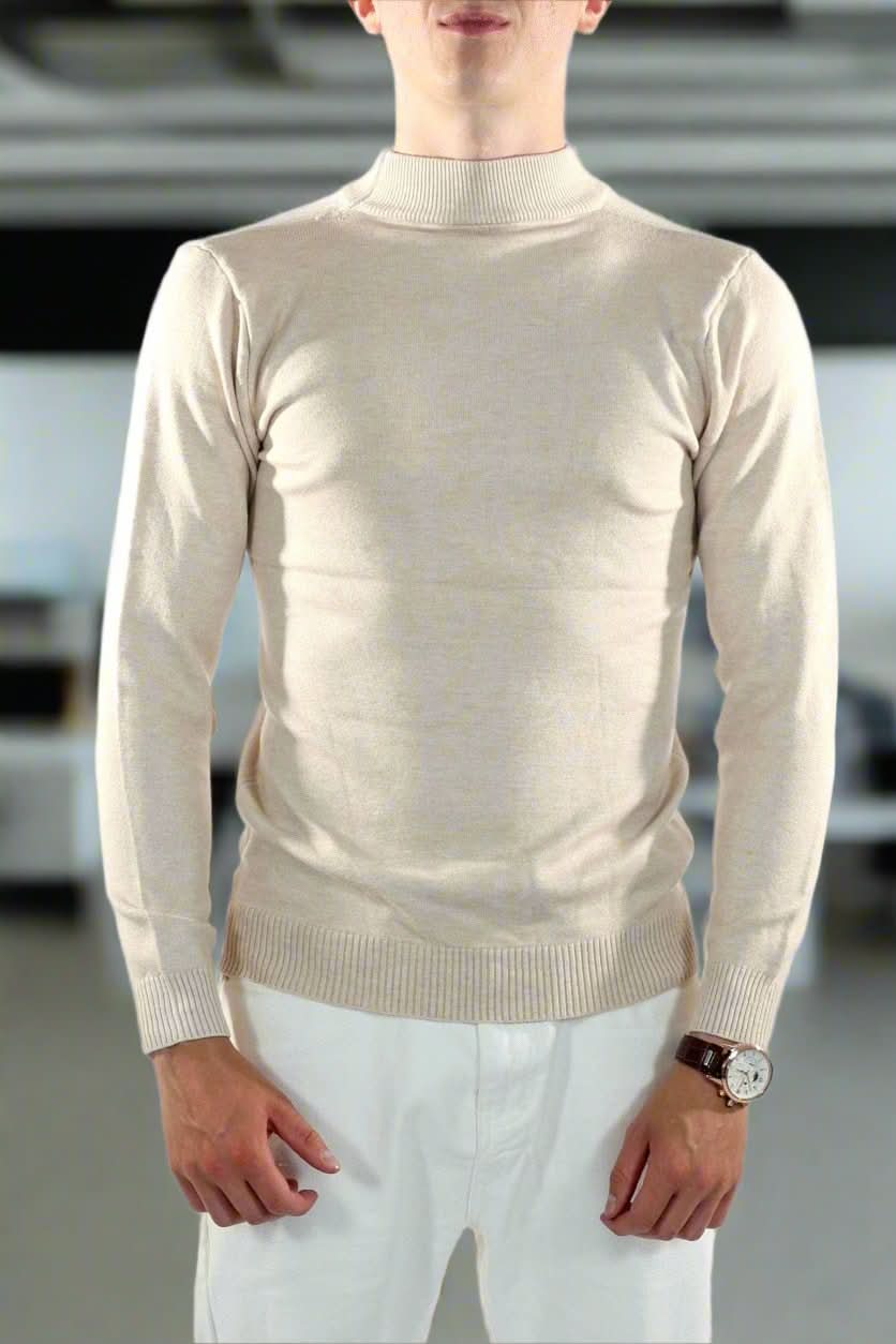 Minimalistischer, Eleganter, Bequemer Mock Neck Pullover für Herren