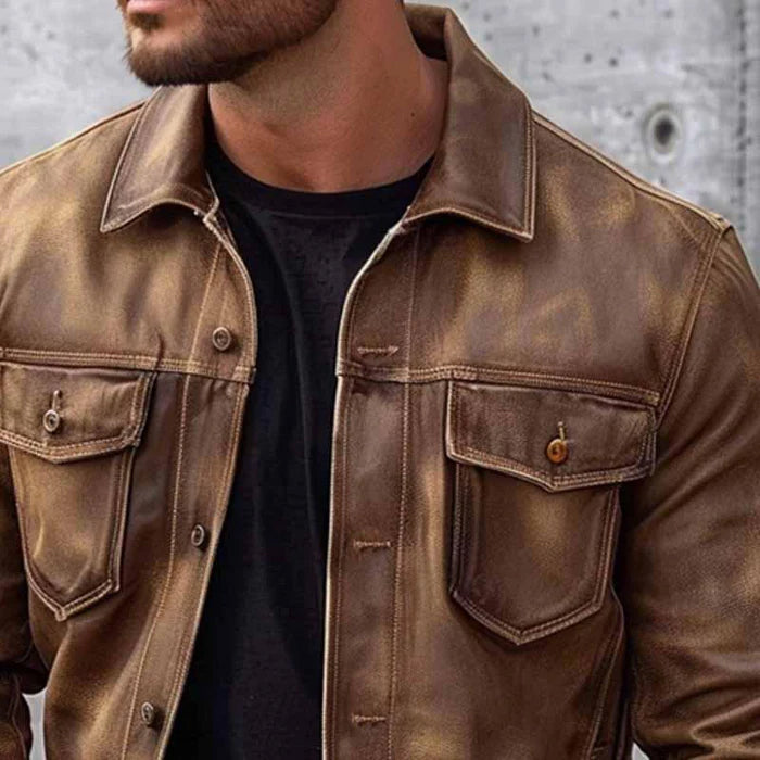 Zeitlose, robuste, klassische Vintage-Lederjacke für Herren