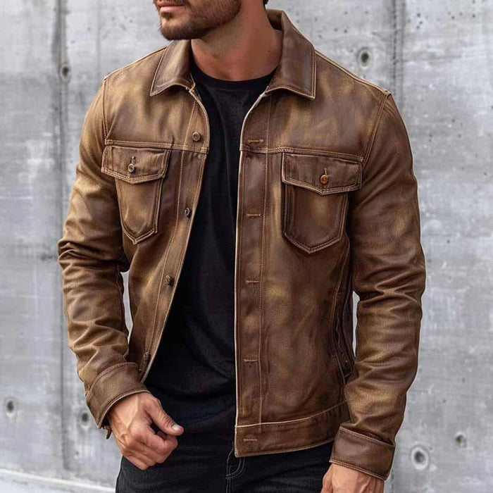 Zeitlose, robuste, klassische Vintage-Lederjacke für Herren