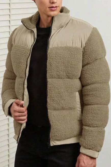 Stilvoll, warm, modern Woll-Pufferjacke für Herren