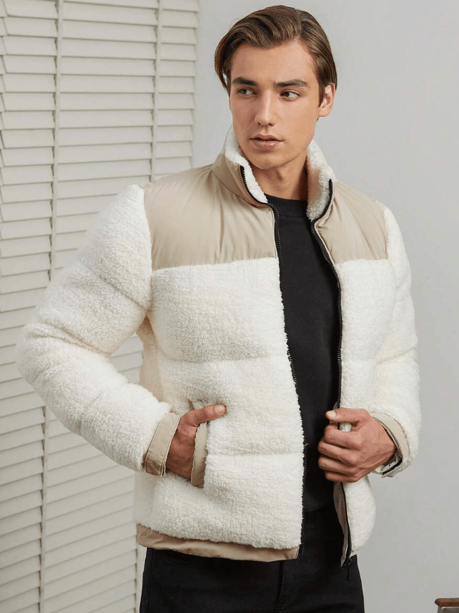 Stilvoll, warm, modern Woll-Pufferjacke für Herren