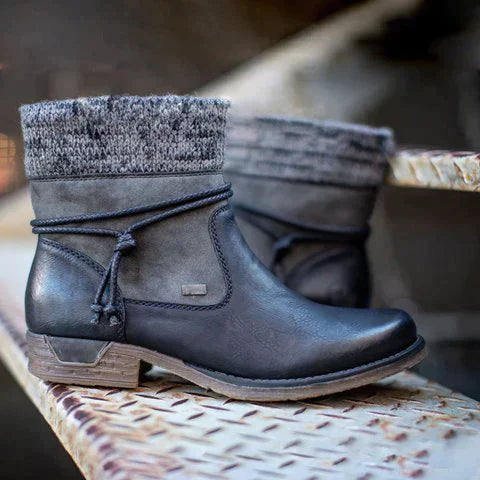 Cozy, stilvolle, elegante Lederstiefeletten für Damen