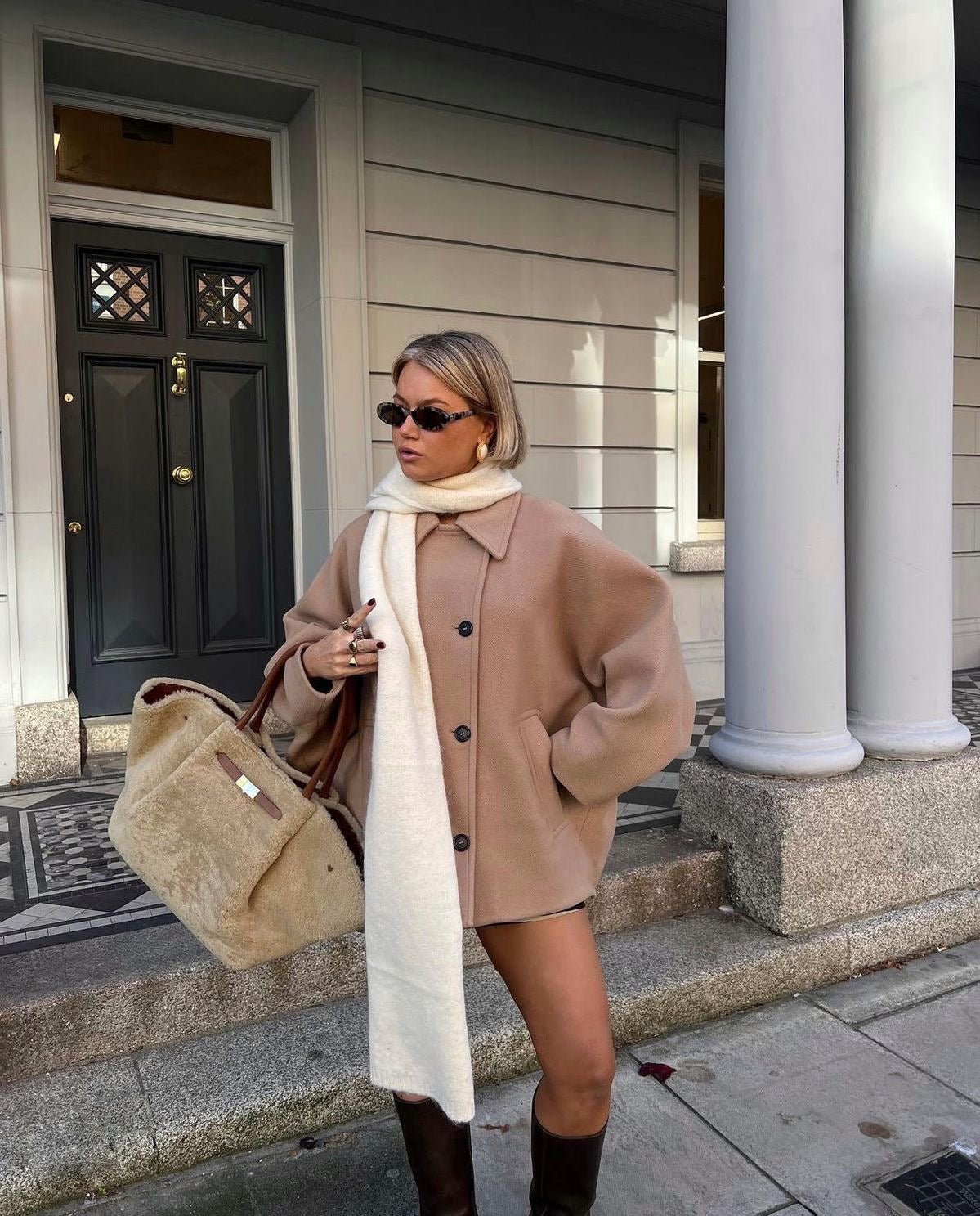 Chic, eleganter, bequemer Oversized Camel Coat für Damen