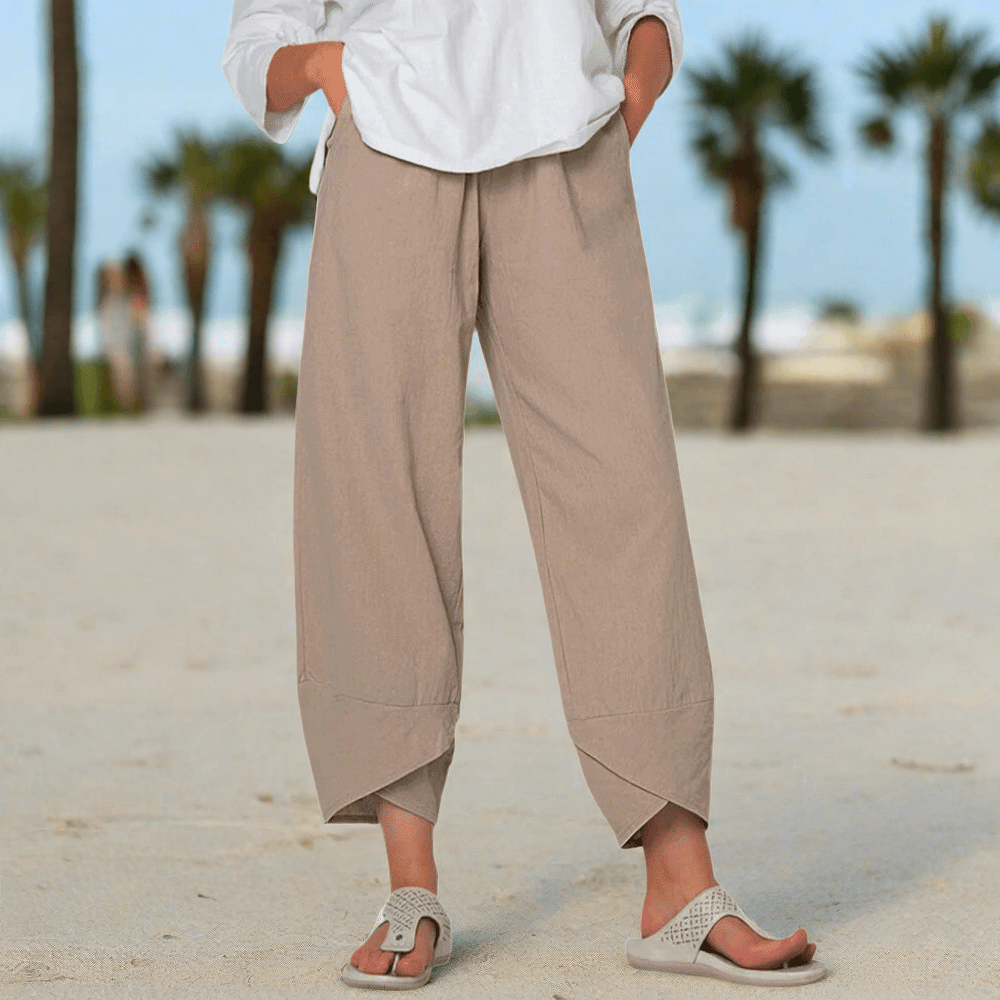 Khaki leichte Baumwollhose für Damen