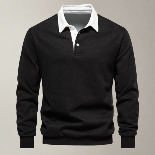 Vielseitig, elegant, bequem: Classic Black Polo Sweater für Herren