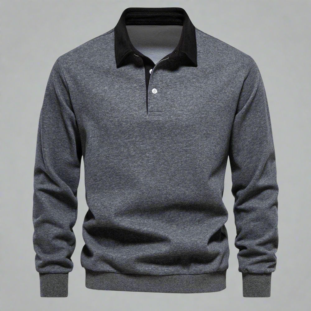 Vielseitig, elegant, bequem: Classic Black Polo Sweater für Herren