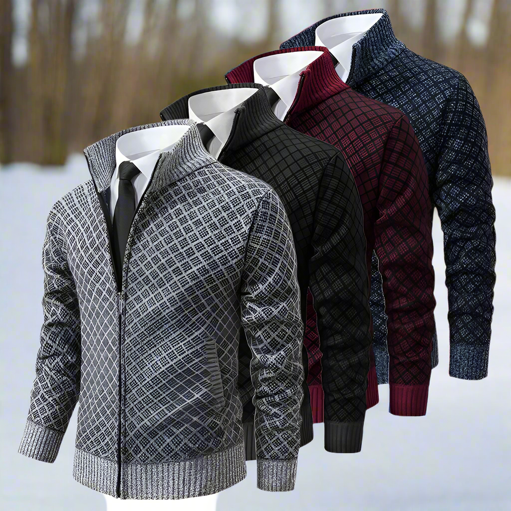 Trendiger, strapazierfähiger und pflegeleichter Jacquard-Cardigan für Herren