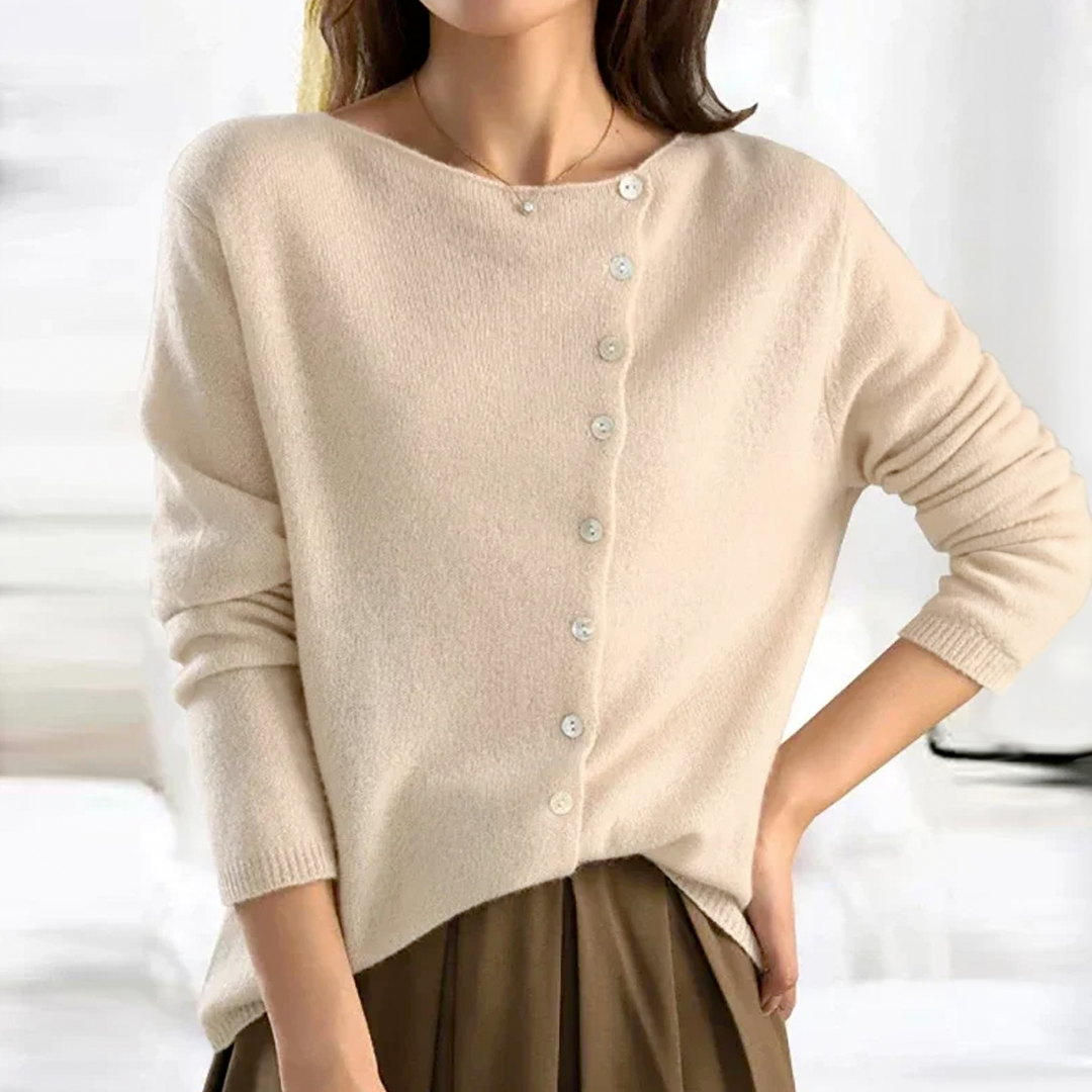 Zeitloser, weicher, modischer Pullover mit Knopfdetail für Damen