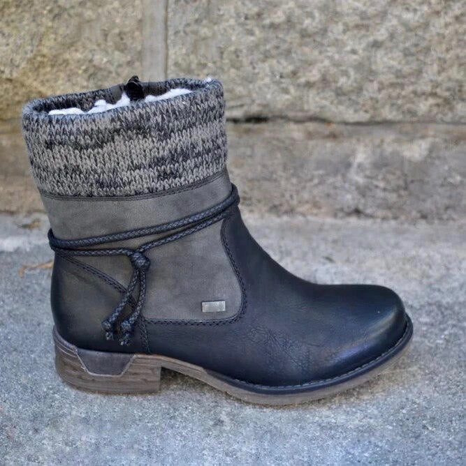 Cozy, stilvolle, elegante Lederstiefeletten für Damen